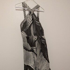 Express - Like New - Palm Tropical Print Halter Criss Cross Dress - L